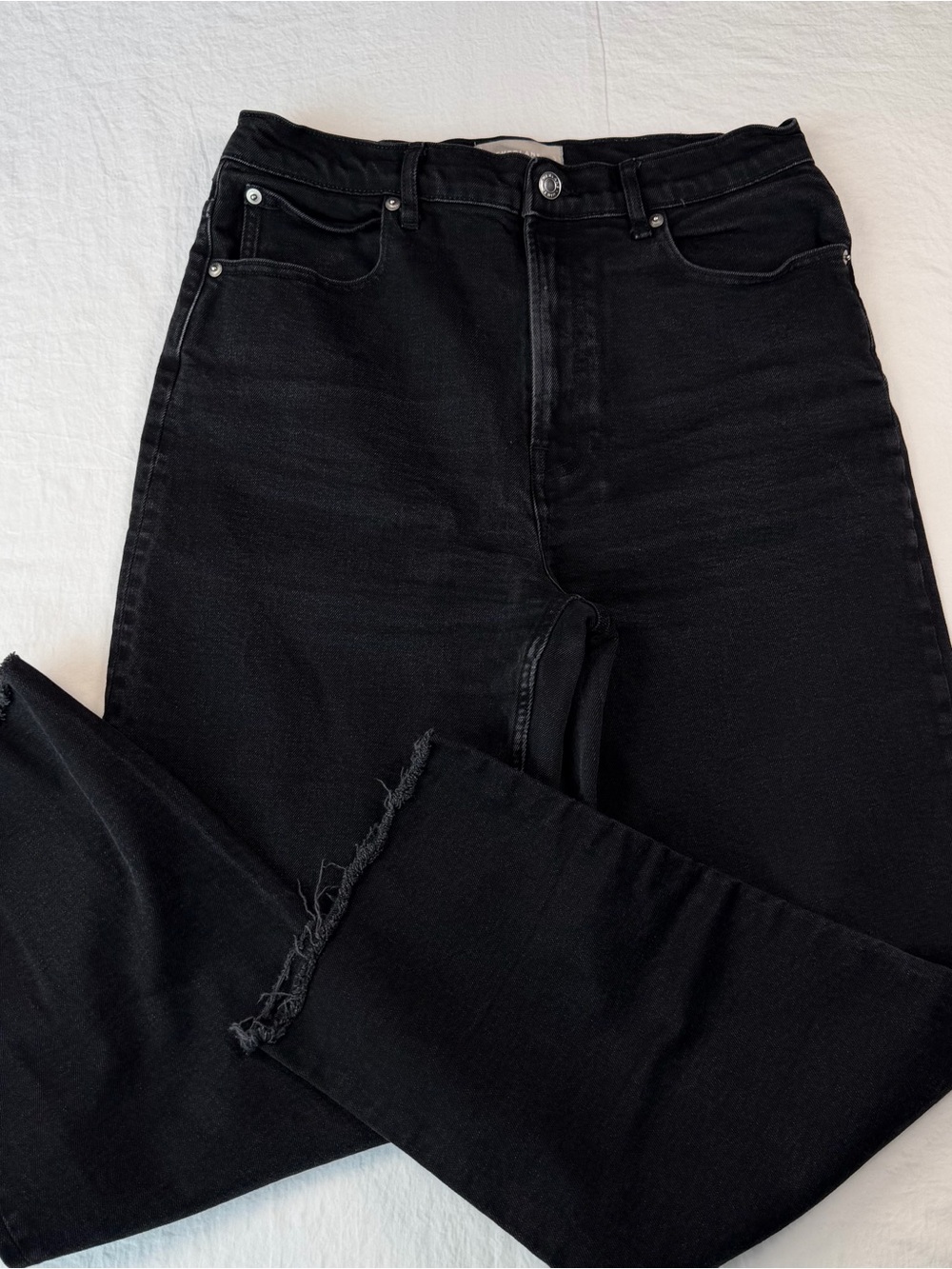 Everlane The Way High Jean Womens 29 Regular Black Organic Cotton Raw hem